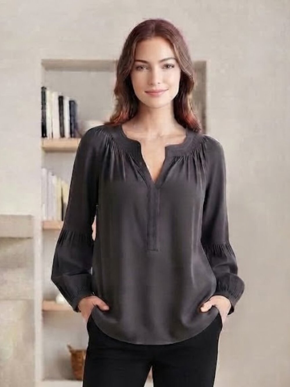 Ann Taylor Charcoal Gray Poet Tunic NWT Size Large